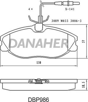 Danaher DBP986 - Əyləc altlığı dəsti, əyləc diski furqanavto.az