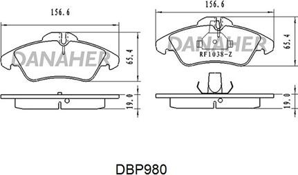 Danaher DBP980 - Əyləc altlığı dəsti, əyləc diski furqanavto.az