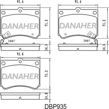 Danaher DBP935 - Əyləc altlığı dəsti, əyləc diski furqanavto.az