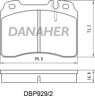 Danaher DBP929/2 - Əyləc altlığı dəsti, əyləc diski furqanavto.az