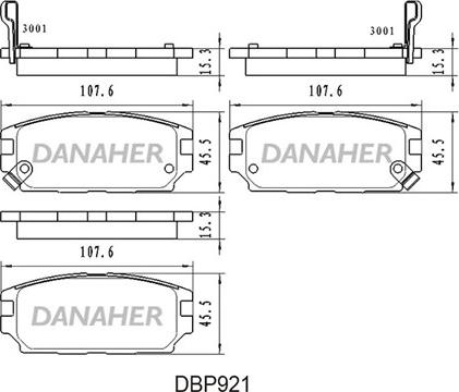 Danaher DBP921 - Əyləc altlığı dəsti, əyləc diski furqanavto.az