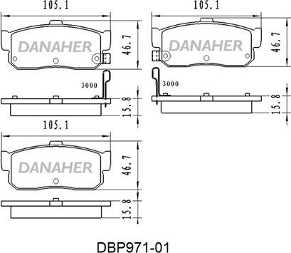 Danaher DBP971-01 - Əyləc altlığı dəsti, əyləc diski furqanavto.az