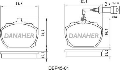 Danaher DBP45-01 - Əyləc altlığı dəsti, əyləc diski furqanavto.az