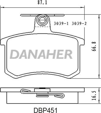 Danaher DBP451 - Əyləc altlığı dəsti, əyləc diski furqanavto.az