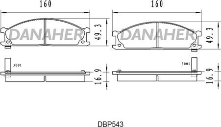 Danaher DBP543 - Əyləc altlığı dəsti, əyləc diski furqanavto.az