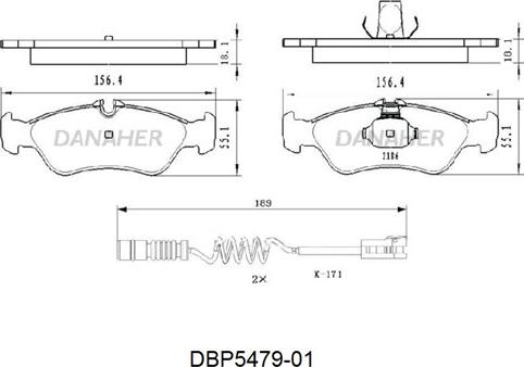 Danaher DBP5479-01 - Əyləc altlığı dəsti, əyləc diski furqanavto.az