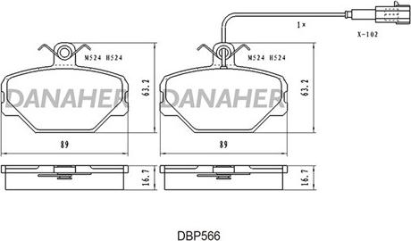 Danaher DBP566 - Əyləc altlığı dəsti, əyləc diski furqanavto.az