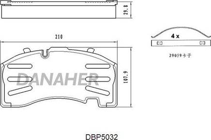 Danaher DBP5032 - Əyləc altlığı dəsti, əyləc diski furqanavto.az