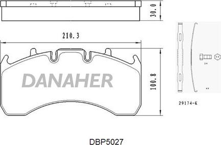 Danaher DBP5027 - Əyləc altlığı dəsti, əyləc diski furqanavto.az