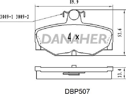 Danaher DBP507 - Əyləc altlığı dəsti, əyləc diski furqanavto.az