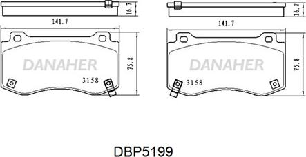 Danaher DBP5199 - Əyləc altlığı dəsti, əyləc diski furqanavto.az