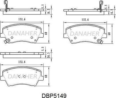 Danaher DBP5149 - Əyləc altlığı dəsti, əyləc diski furqanavto.az