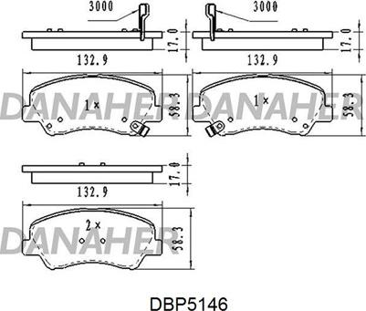 Danaher DBP5146 - Əyləc altlığı dəsti, əyləc diski furqanavto.az