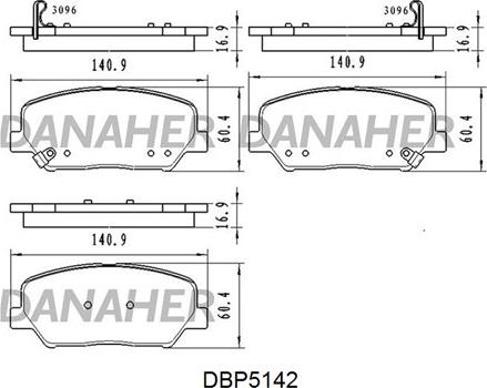 Danaher DBP5142 - Əyləc altlığı dəsti, əyləc diski furqanavto.az