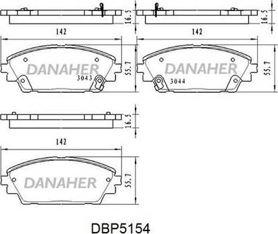 Danaher DBP5154 - Əyləc altlığı dəsti, əyləc diski furqanavto.az