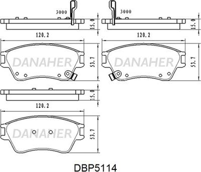 Danaher DBP5114 - Əyləc altlığı dəsti, əyləc diski furqanavto.az