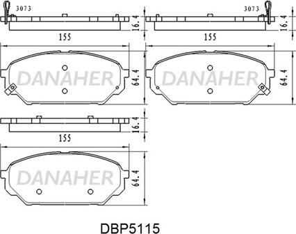 Danaher DBP5115 - Əyləc altlığı dəsti, əyləc diski furqanavto.az