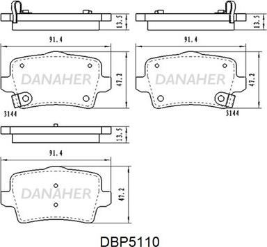 Danaher DBP5110 - Əyləc altlığı dəsti, əyləc diski furqanavto.az