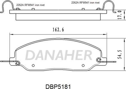 Danaher DBP5181 - Əyləc altlığı dəsti, əyləc diski furqanavto.az