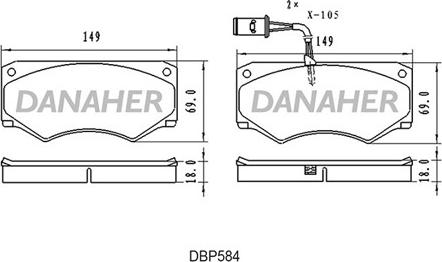 Danaher DBP584 - Əyləc altlığı dəsti, əyləc diski furqanavto.az