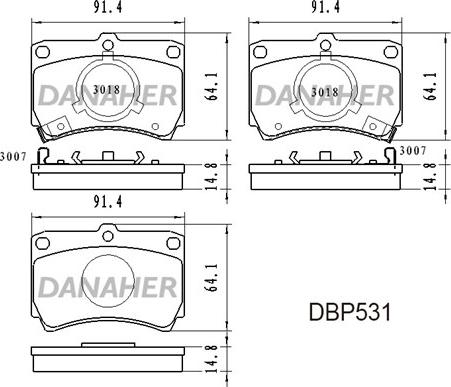 Danaher DBP531 - Əyləc altlığı dəsti, əyləc diski furqanavto.az