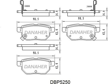 Danaher DBP5250 - Əyləc altlığı dəsti, əyləc diski furqanavto.az