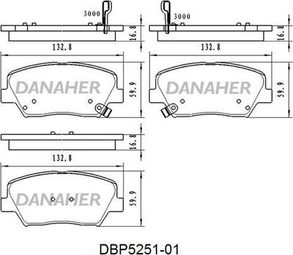 Danaher DBP5251-01 - Əyləc altlığı dəsti, əyləc diski furqanavto.az