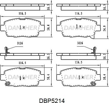 Danaher DBP5214 - Əyləc altlığı dəsti, əyləc diski furqanavto.az