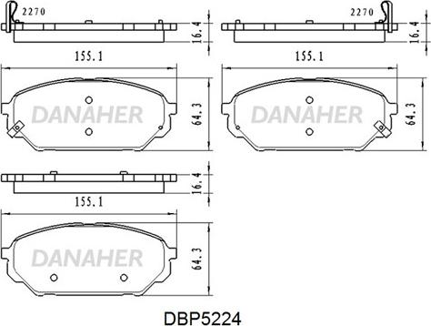 Danaher DBP5224 - Əyləc altlığı dəsti, əyləc diski furqanavto.az