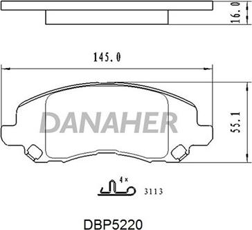 Danaher DBP5220 - Əyləc altlığı dəsti, əyləc diski furqanavto.az