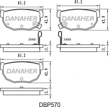 Danaher DBP570 - Əyləc altlığı dəsti, əyləc diski furqanavto.az