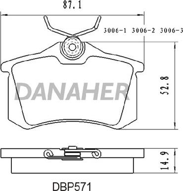 Danaher DBP571 - Əyləc altlığı dəsti, əyləc diski furqanavto.az