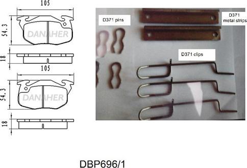 Danaher DBP696/1 - Əyləc altlığı dəsti, əyləc diski furqanavto.az