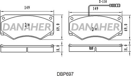 Danaher DBP697 - Əyləc altlığı dəsti, əyləc diski furqanavto.az