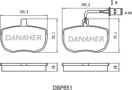 Danaher DBP651 - Əyləc altlığı dəsti, əyləc diski furqanavto.az