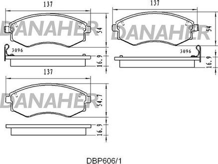 Danaher DBP606/1 - Əyləc altlığı dəsti, əyləc diski furqanavto.az