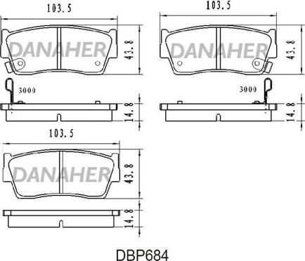 Danaher DBP684 - Əyləc altlığı dəsti, əyləc diski furqanavto.az