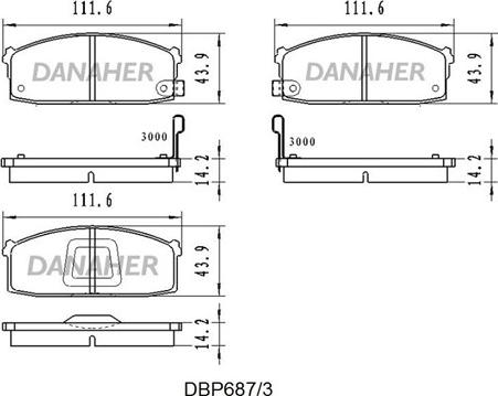 Danaher DBP687/3 - Əyləc altlığı dəsti, əyləc diski furqanavto.az