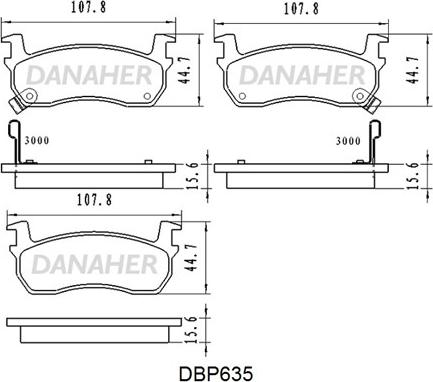 Danaher DBP635 - Əyləc altlığı dəsti, əyləc diski furqanavto.az
