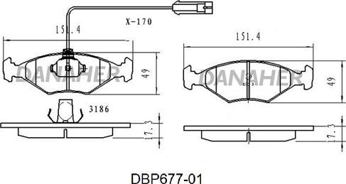 Danaher DBP677-01 - Əyləc altlığı dəsti, əyləc diski furqanavto.az