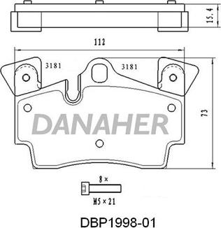 Danaher DBP1998-01 - Əyləc altlığı dəsti, əyləc diski furqanavto.az