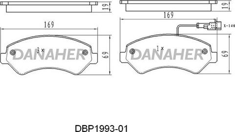 Danaher DBP1993-01 - Əyləc altlığı dəsti, əyləc diski furqanavto.az