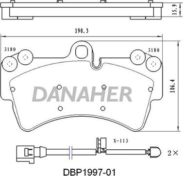 Danaher DBP1997-01 - Əyləc altlığı dəsti, əyləc diski furqanavto.az