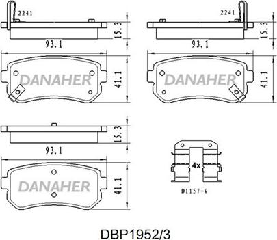Danaher DBP1952/3 - Əyləc altlığı dəsti, əyləc diski furqanavto.az