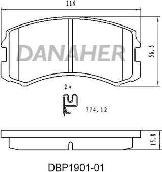 Danaher DBP1901-01 - Əyləc altlığı dəsti, əyləc diski furqanavto.az
