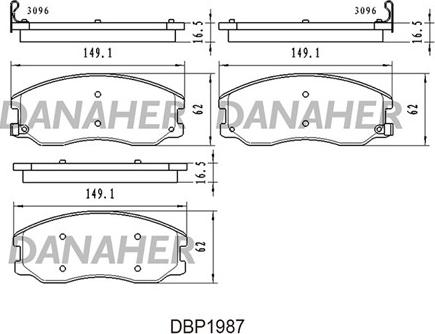 Danaher DBP1987 - Əyləc altlığı dəsti, əyləc diski furqanavto.az