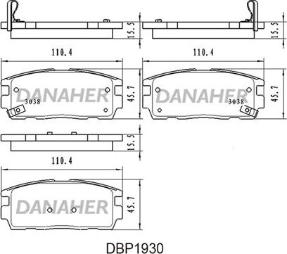 Danaher DBP1930 - Əyləc altlığı dəsti, əyləc diski furqanavto.az