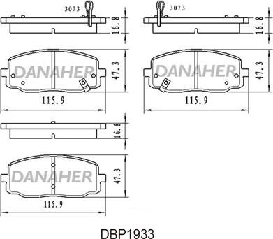 Danaher DBP1933 - Əyləc altlığı dəsti, əyləc diski furqanavto.az