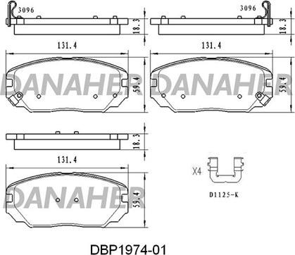 Danaher DBP1974-01 - Əyləc altlığı dəsti, əyləc diski furqanavto.az