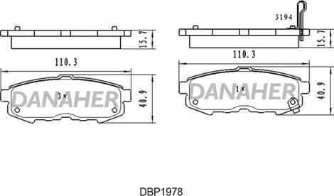 Danaher DBP1978 - Əyləc altlığı dəsti, əyləc diski furqanavto.az